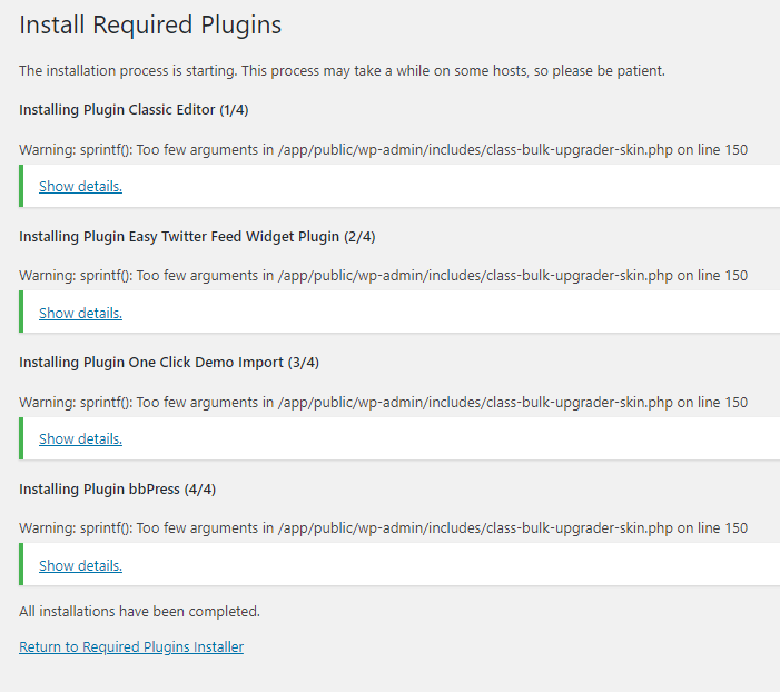 WordPress Plugin Return Screen