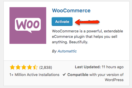 WooCommerce Plugin Activation